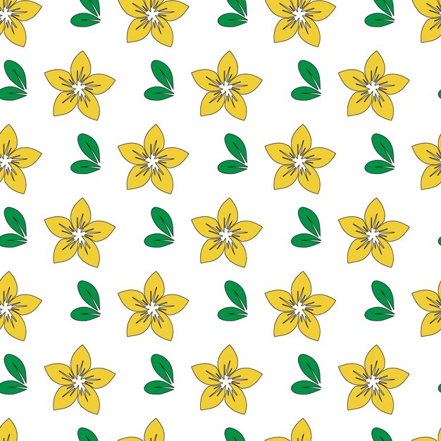 Allamanda flower and leaf Seamless Pattern Design