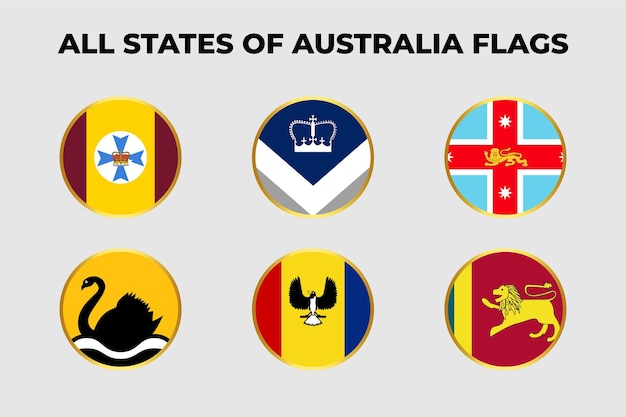 alle staten van australië Knoppen vlaggen vector sjabloon