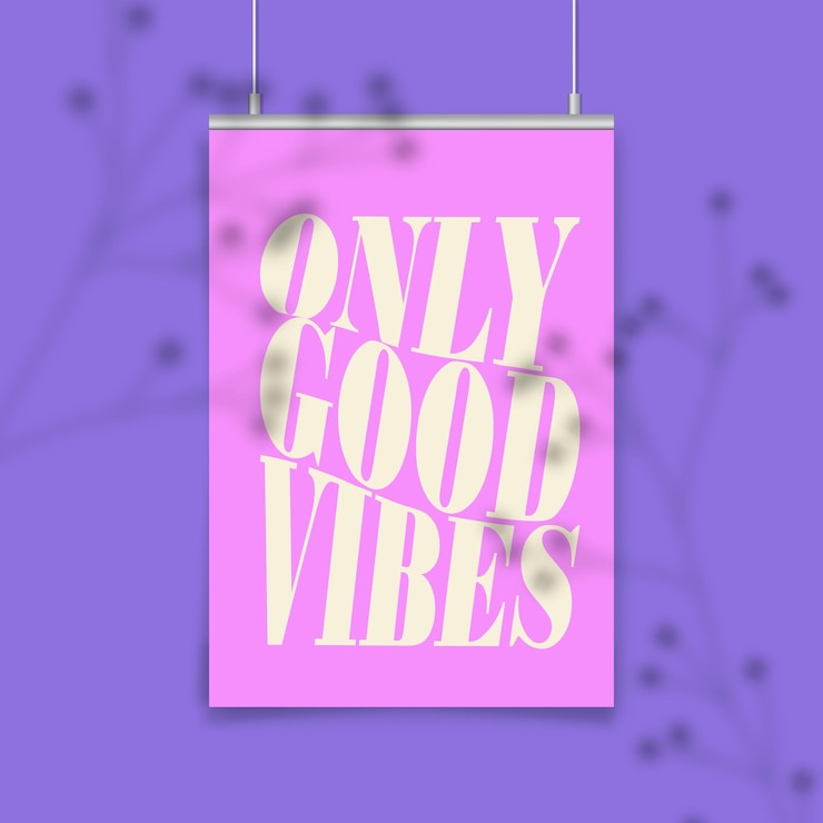 Vector alleen goede vibes stijlvolle handgetekende typografieposter