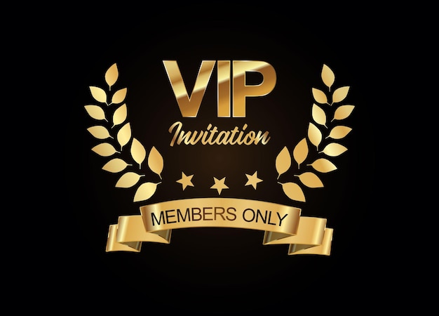 Alleen vip-leden uitnodiging gouden laurierkrans met gouden linten vector illustratie