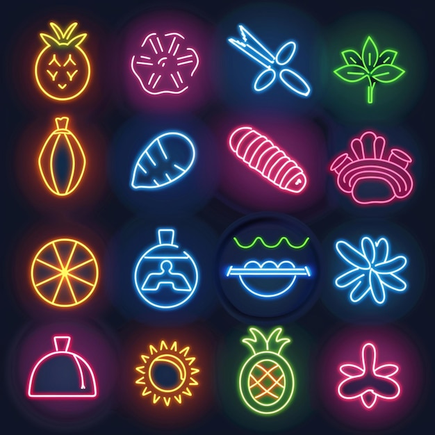 allergen food neon vector set