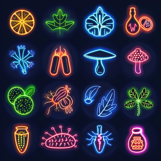 Vector allergen food neon vector set