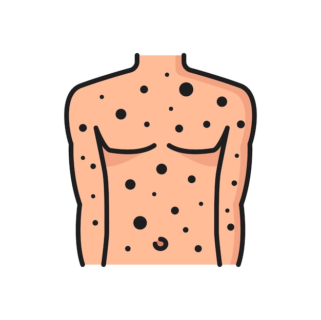 Allergy rash or acne symptom color line icon