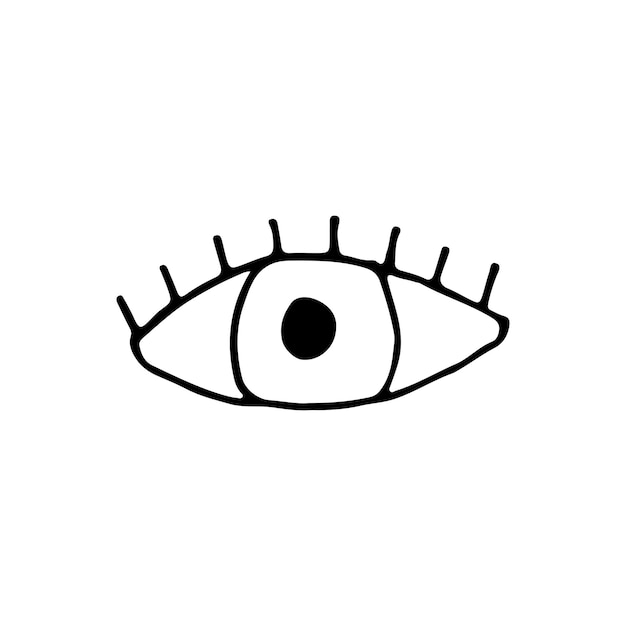 Vector alleziend oog symbool doodle vector illustratie met de hand getekend contour