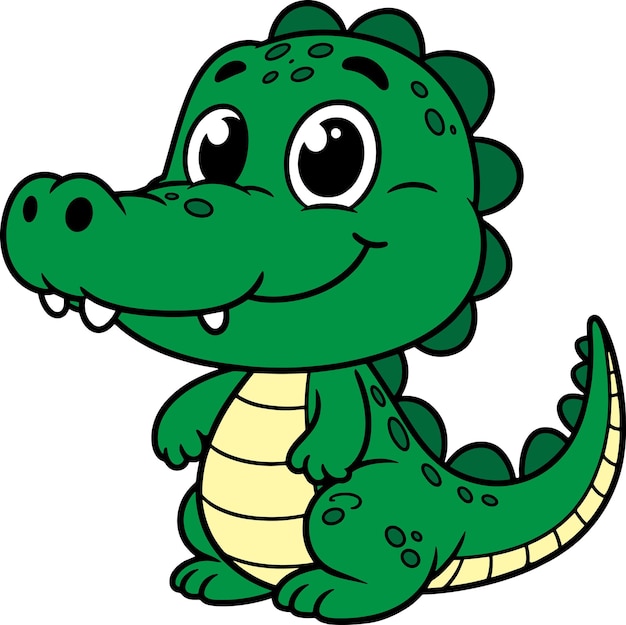 Alligator 2D cartoon character vector