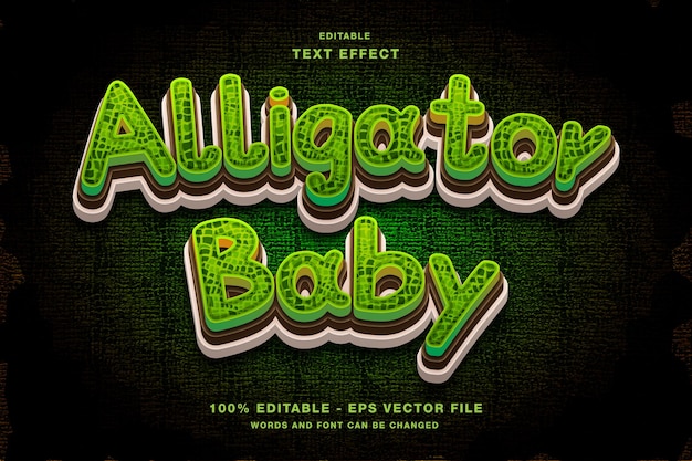Vector alligator baby editable text effect