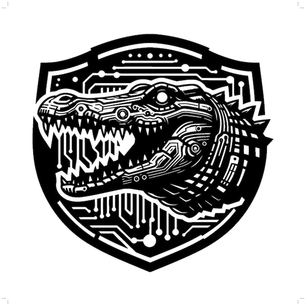 alligator crocodile silhouette in animal cyberpunk modern futuristic illustration