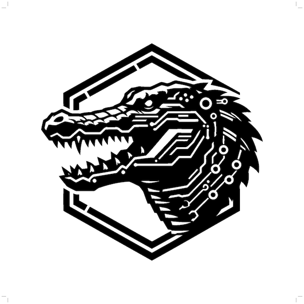 alligator crocodile silhouette in animal cyberpunk modern futuristic illustration