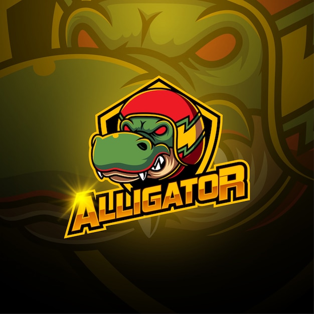 Logo mascotte di alligatore esport