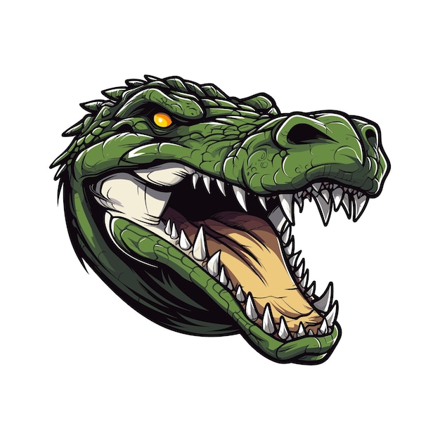 Векторный шаблон дизайна логотипа мультфильма с головой аллигатора
