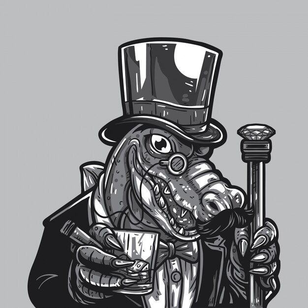 Alligator Heer Whiskey Drinken