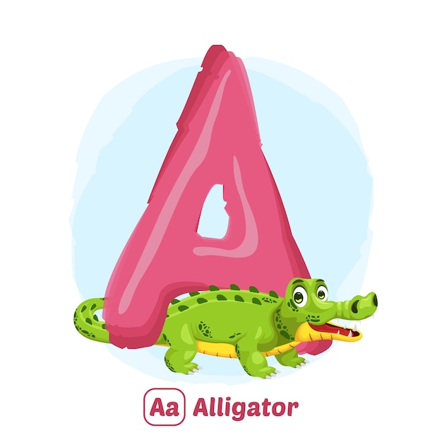 A for alligator. illustration drawing style of alphabet animal for education