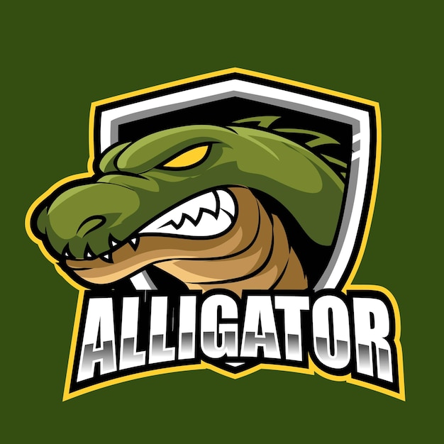 Vector alligator mascot esports logo vector illustration for gaming and streamer