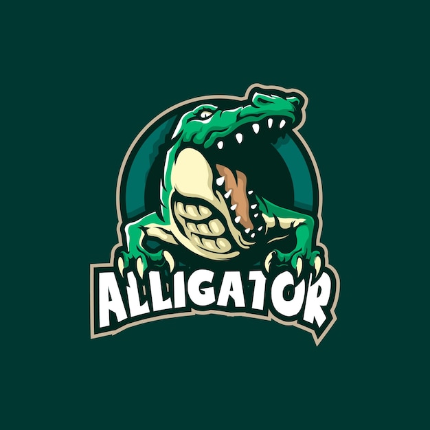 Alligator mascot logo design vector with modern illustration concept style for badge, emblem and t shirt printing. Angry alligator illustration.