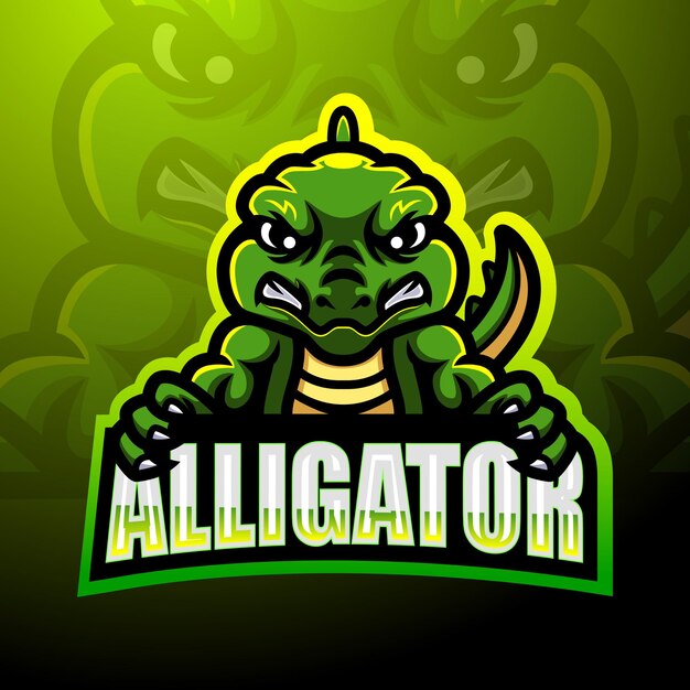 Alligator mascotte esport logo ontwerp