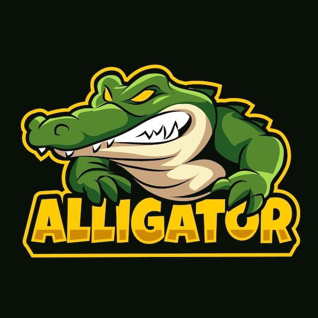 Alligator mascotte esports logo vectorillustratie voor gaming en streamer