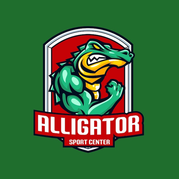 Alligator muscle gym logo design