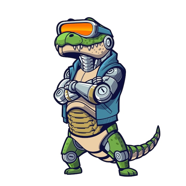 alligator robot mascot design