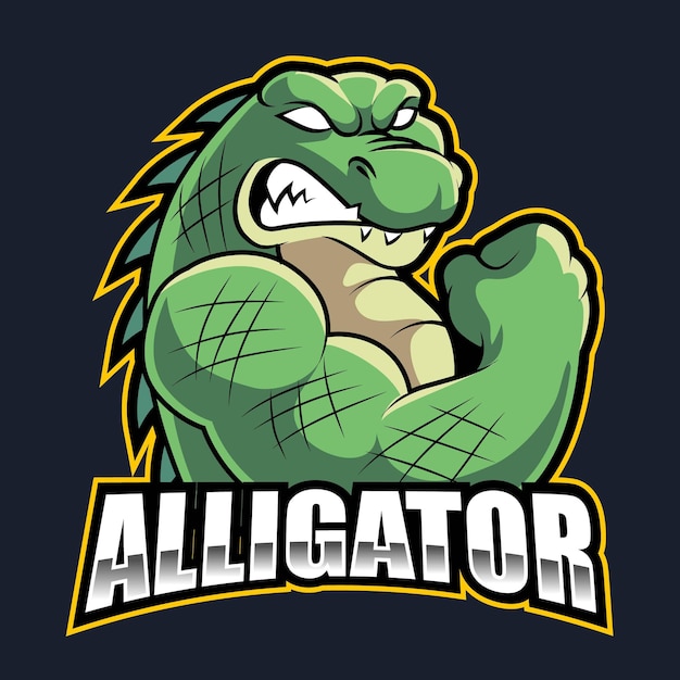 Alligator sterke boze mascotte esports logo vectorillustratie voor gaming en streamer