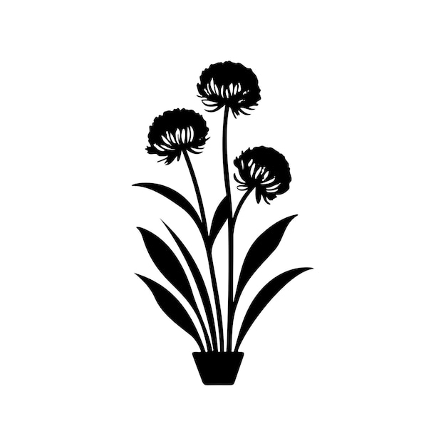 벡터 알리움 아이콘 손으로 그린 검은색 식물 로고 터 요소와 기호