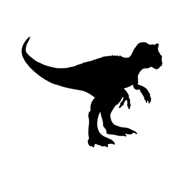 Vector allosaurus theropoda dinosaur monochrome vector illustration of silhouette of prehistoric creature