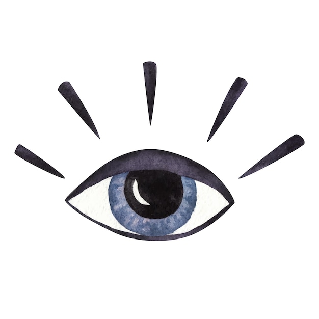 Allseeing eye watercolor element on white background