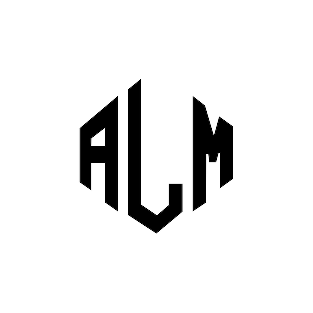 다각형 모양의 Alm 글자 로고 디자인 Alm 다각형 및 큐브 모양의 Logo 디자인 Alm 육각형 터 로고 템플릿 색과 검은색 Alm 모노그램 비즈니스 및 부동산 로고