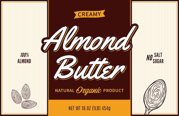 Vector almond butter label and packaging design template vector almond illustration