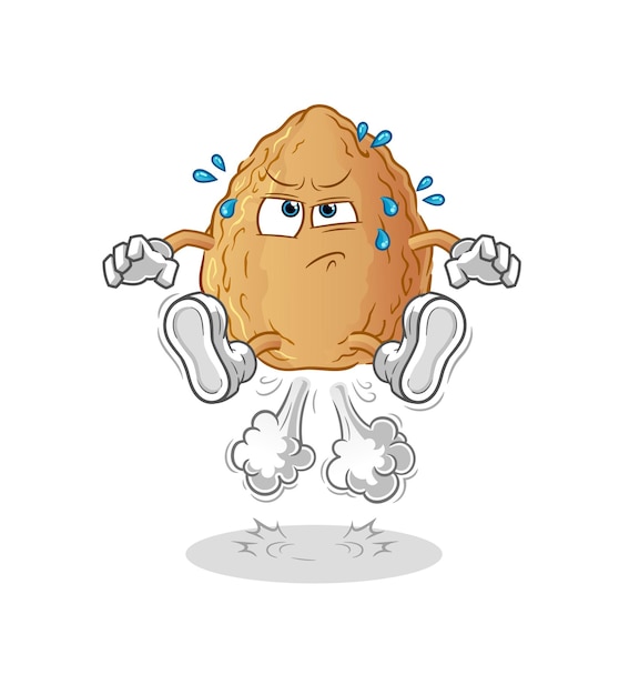 Vector almond fart jumping illustration character vector