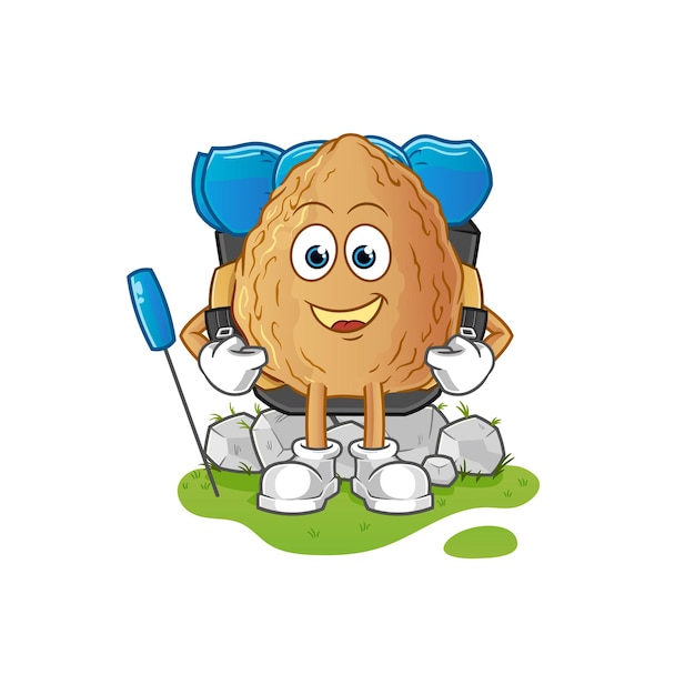 Vector almond go camping mascot cartoon vector