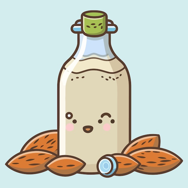 Almond milk simple minimalism flat color vector illustration