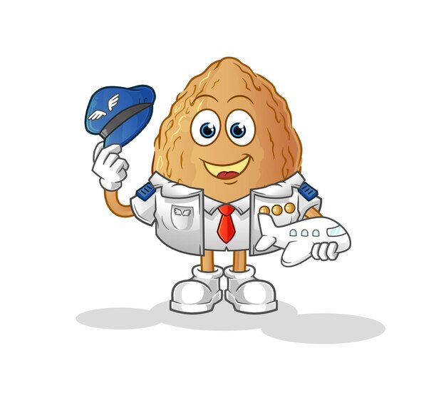 Almond pilot mascot cartoon vector