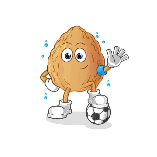 Almond playing soccer illustration character vector