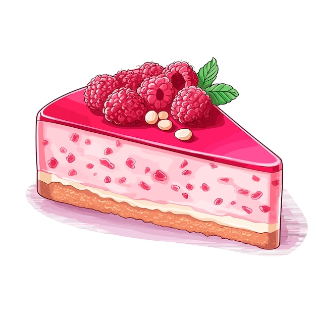 Vector almond raspberry mousse cake cartoon vector illustration