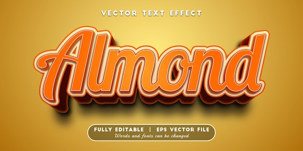 Vector almond text effect with editable text style