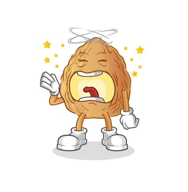 almond yawn character. cartoon mascot vector