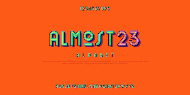 ALMOST23フォントアルファベットカスタムバドルレトロスタイル