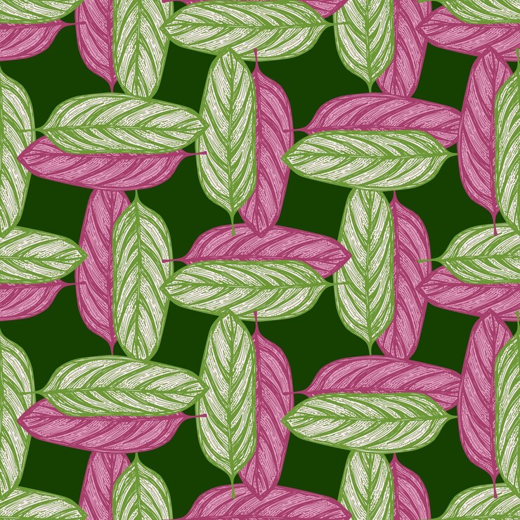 Vector alocasia leaves seamless patternvintage tropical branch in engraving style