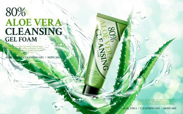 Vector aloe vera cleansing foam