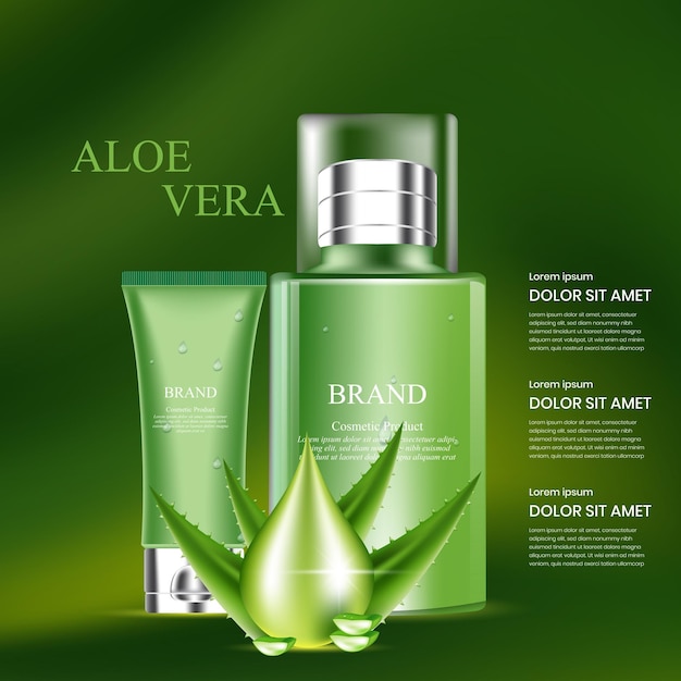 Aloe vera cosmetic product vector illustration bottle with moisturizer cream vector