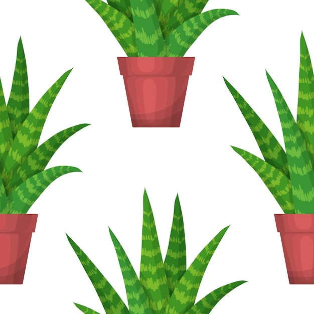 Aloe Vera floral seamless pattern