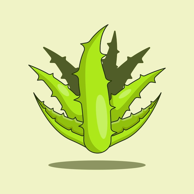 Vector aloe vera leaf cartoon vector illustration