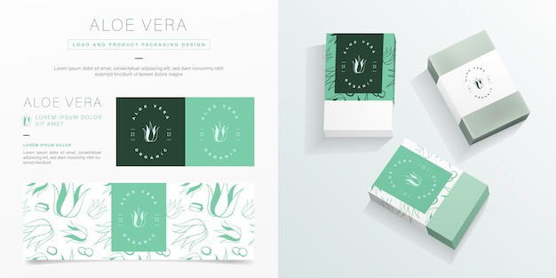 Вектор Логотип алоэ вера и дизайн упаковки. органическое мыло пакет макет.