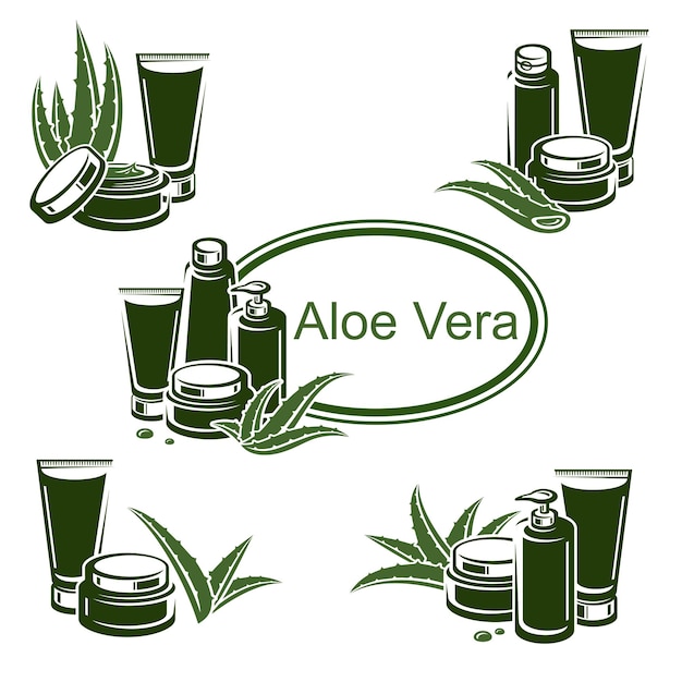 Aloe Vera set Collection icon Aloe Vera Vector