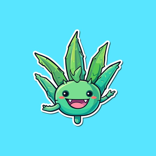 Adesivo di aloe vera kawaii illustrazione di cartoni animati