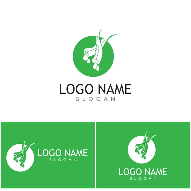 Aloë vera Wave Logo Template vector symbool natuur