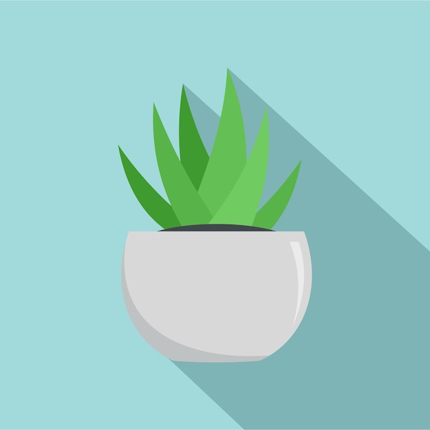 Aloe in white pot icon Flat illustration of aloe in white pot vector icon for web design