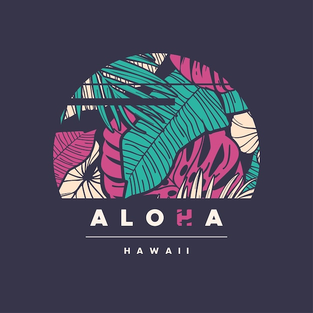Vector aloha hawaii kleurrijke tropische vector t-shirt design poster print label