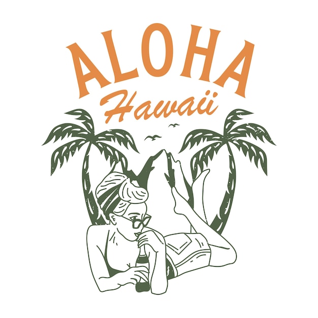 Aloha hawaii vintage summer paradise beach tshirt design