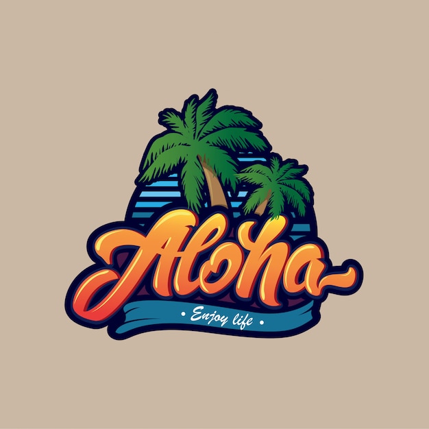 Vector aloha lettering logo.